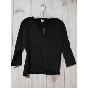 For the Republic Shirt Ladies Large Black Shimmer VNeck 3/4 Sleeve Gothic Silk B